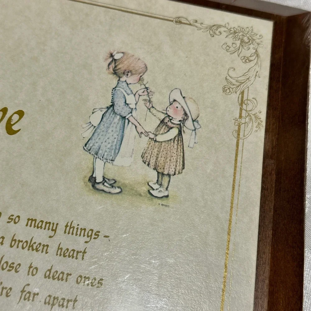 Vintage Holly Hobbie Wood Wall Plaque Brown Vintage 1972 Love Poem Art NIPackage